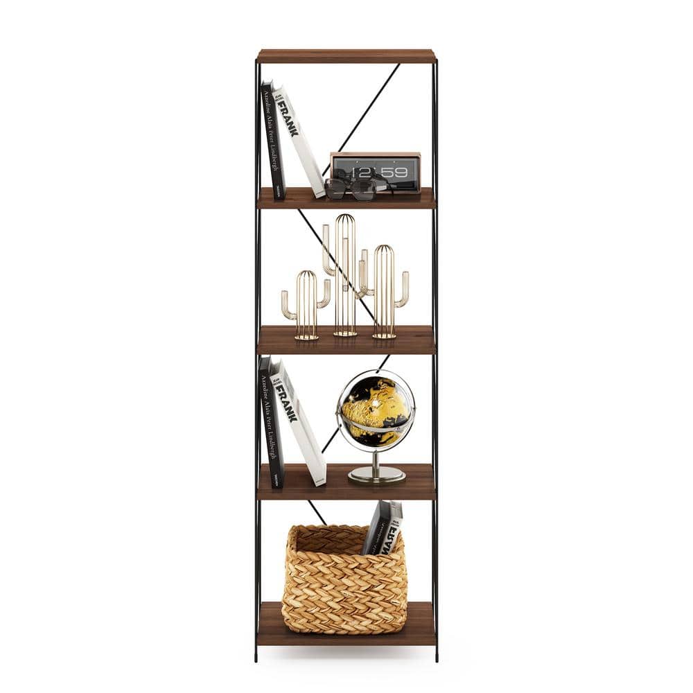 Walnut Cove Narrow 5-Tier Industrial Display Rack with Metal Frame