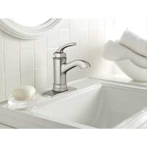 Hensley Single Handle Single Hole Bathroom Faucet with Towel Ring in Brushed Nickel