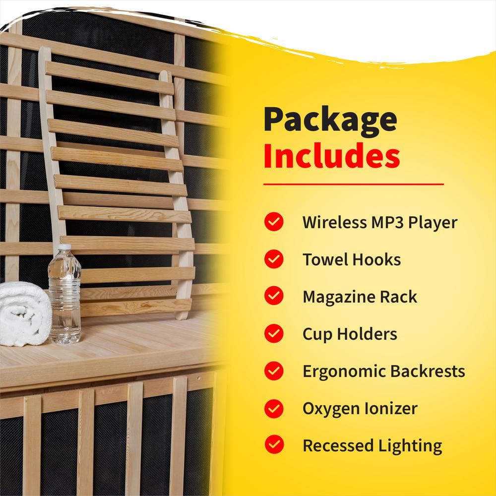 Hemlock 4-Person Corner Infrared Sauna with Carbon Heaters