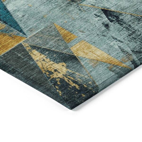 Chantille Machine Washable Indoor/Outdoor Abstract ACN1888 Teal 8 ft. x 10 ft. Accent Rug