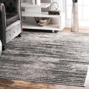 Contemporary Faded Elsa Grey Doormat 3 ft. x 5 ft. Area Rug