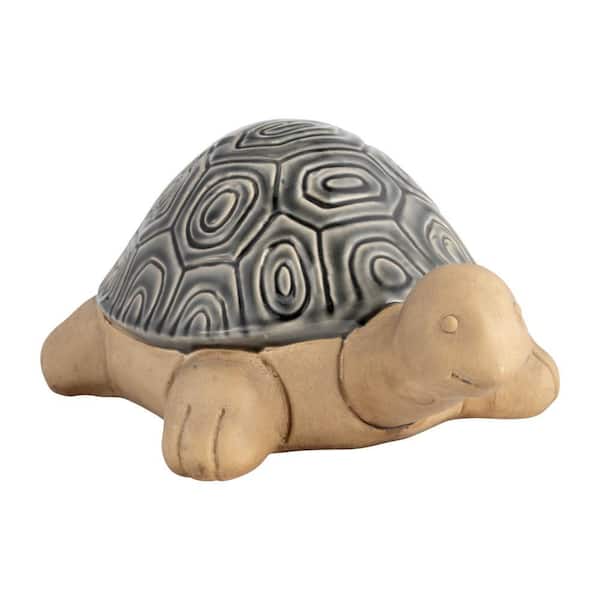 Liv & Skye Gray 13 in. x 6 in. Stoneware Tortoise Figurine