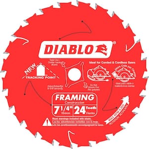 7-1/4in. x 24-Teeth Tracking Point Framing Saw Blade for Wood