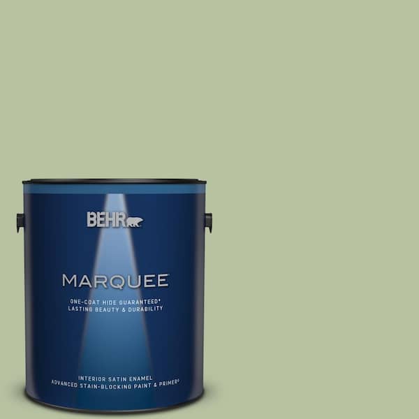 BEHR MARQUEE 1 gal. #M380-4 Chopped Dill One-Coat Hide Satin Enamel Interior Paint & Primer