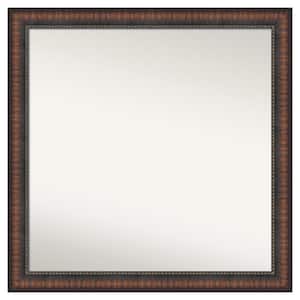 Caleb Brown 30 in. x 30 in. Non-Beveled Farmhouse Square Framed Bathroom Wall Mirror in Brown