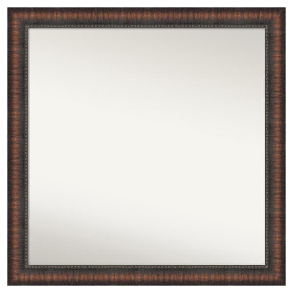 Amanti Art Caleb Brown 30 in. x 30 in. Non-Beveled Farmhouse Square Framed Bathroom Wall Mirror in Brown