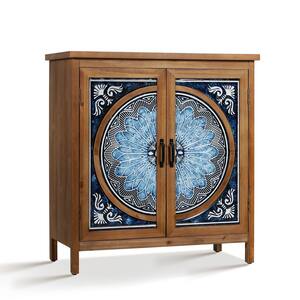 33.8 in. Floral Classic Accent Storage Cabinet with Wood Frame