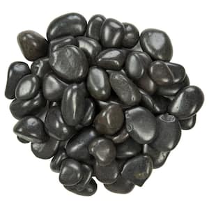 Black Polished Pebbles 0.5 cu. ft . per Bag (1 in. to 2 in.) Bagged Landscape Rock (55 bags/Covers 22.5 cu. ft.)