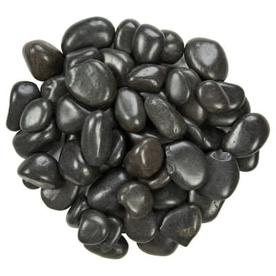 Black Polished Pebbles 0.5 cu. ft . per Bag (0.75 in. to 1.25 in.) Bagged Landscape Rock (28 bags / Covers 14 cu. ft.)