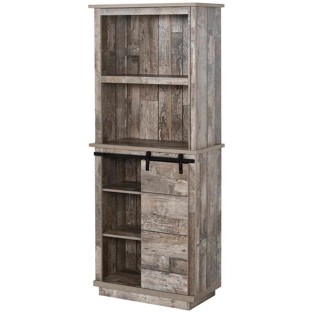 26.00 in. W x 13.50 in. D x 64.50 in. H Wood Brown Linen Cabinet Kitchen Pa
