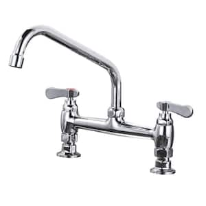 Double Handle Commercial Standard Kitchen Faucet with 10 in . Swivel Spout Deck Mount Kitchen Faucet in Polished Chrome