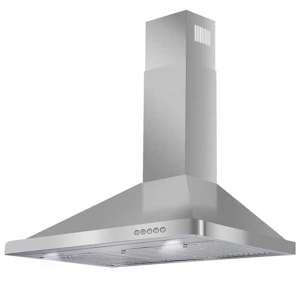36 in. Vista Collection 380 CFM Ducted Wall Mount Range Hood, Button Controls, LED Lights, Stainless Steel