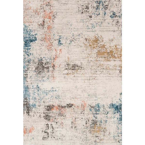 LOLOI II Alchemy Ivory/Multi 3 ft. 4 in. x 5 ft. 7 in. Contemporary Abstract Area Rug