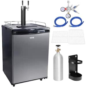 Beer Kegerator, Dual Tap Draft Beer Dispenser, Full Size Keg Refrigerator, Cylinder, 32°F- 75.2°F Temperature Control