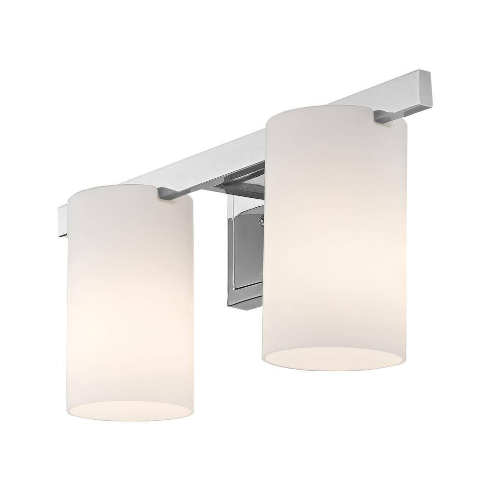 Polished Chrome 2-Light Vanity with Satin Opal Glass