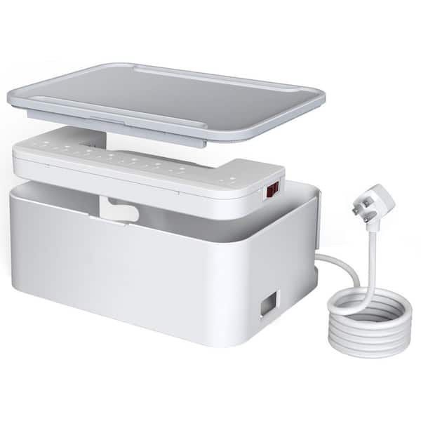 Lukyamzn 11-in-1 Power Strip with Cable Management Box Surge Protector 8 Outlets 3 USB Ports 6.6 ft. Cord Organizer