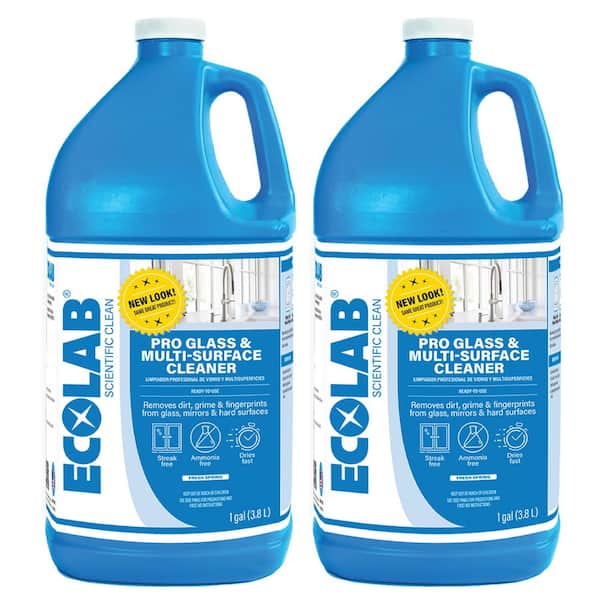1 Gal. (128 oz. ) Ammonia-Free Pro Glass Cleaner and Multi-Surface Cleaner Spray Bottle for Windows and Mirrors (2-Pack)