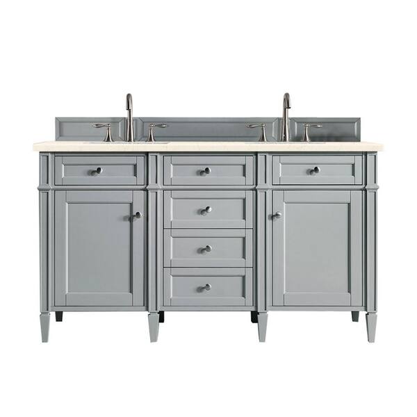 James Martin Vanities Brittany 60 in. W x 23.5 in. D x 34 in. H Bathroom Vanity in Urban Gray with Eternal Marfil Quartz Top