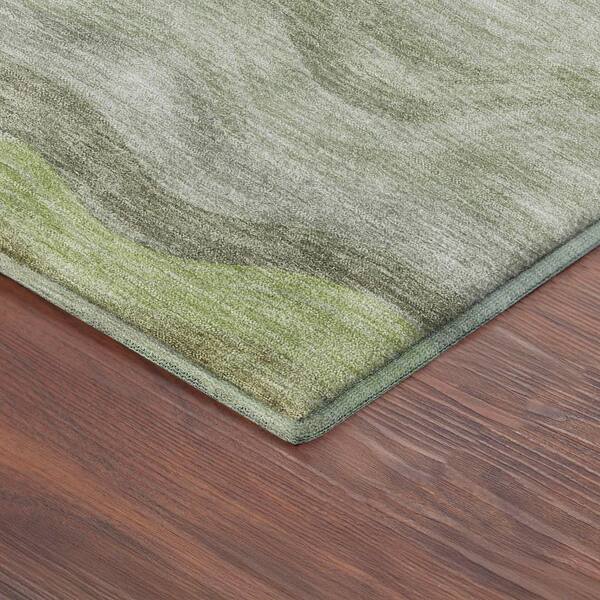 Mayfield Premium Machine Washable Abstract AMF2397 Aloe 3 ft. x 5 ft. Area Rug