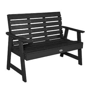 Riverside 4ft 2-Person Black Sand Recycled Plastic Garden Bench