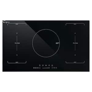 Built-in 36 in. 240V Electric Stove Smooth Surface Induction Cooktop in Black with 5 Elements Including Bridge Elements