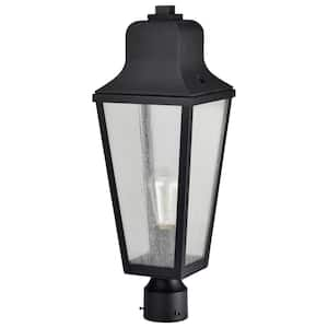 Lawrence 1-Light Matte Black Aluminum Hardwired Outdoor Weather Resistant Post Light with No Bulbs Included