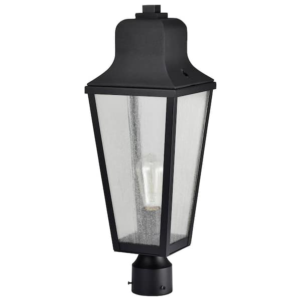 SATCO Lawrence 1-Light Matte Black Aluminum Hardwired Outdoor Weather Resistant Post Light with No Bulbs Included