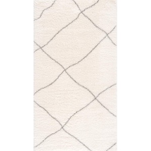 Retro Ivory 5 ft. 3 in. x 7 ft. 6 in. Modern Abstract Area Rug