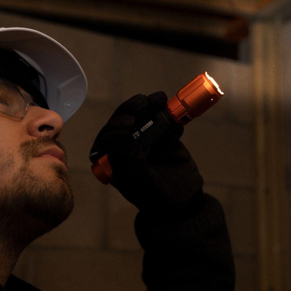 Rechargeable Black and Orange LED Flashlight with Holster