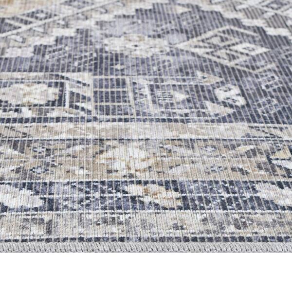 Alaska Gray/Mustard 3 ft. x 10 ft. Medallion Runner Rug