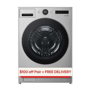 4.5 cu. ft. Stackable Smart Front Load Washer in Graphite Steel with AI Digital Dial, Steam and TurboWash360