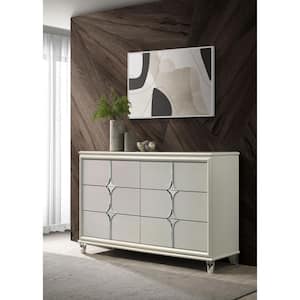 Olivia Pearl White 6-drawer 63.5 in. Dresser Cabinet