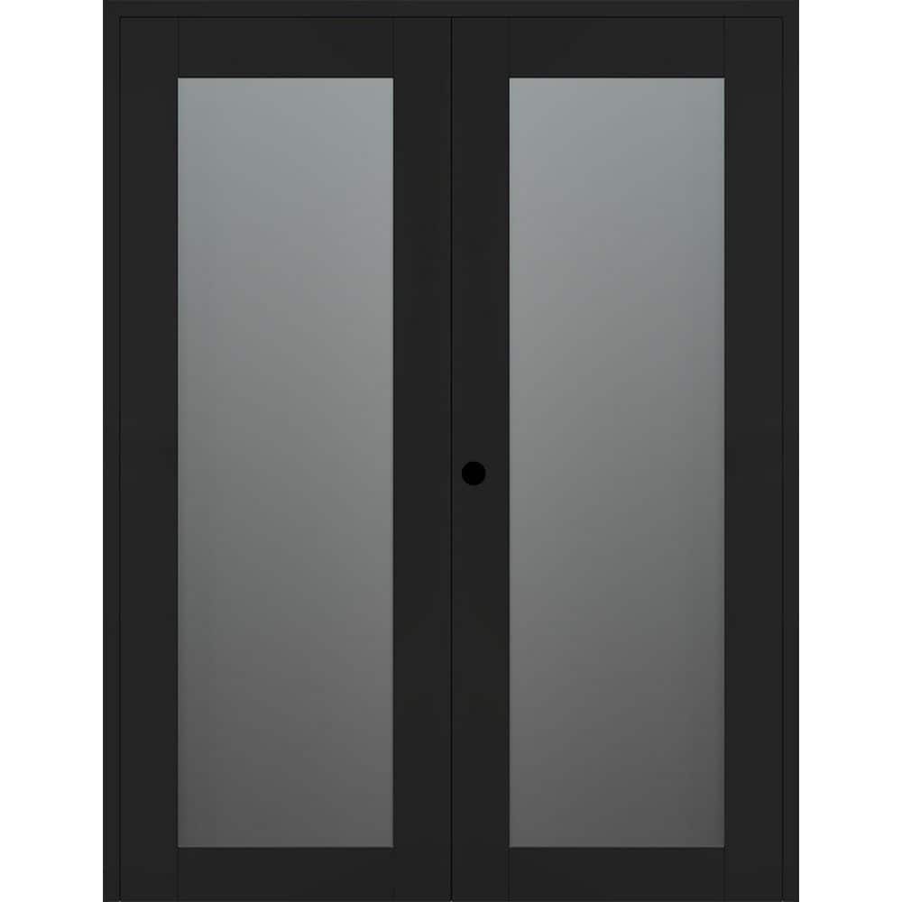 Avon 207 N 36 in. x 84 in. Right Active Full Lite Frosted Glass Black Matte Wood Composite Double Prehung French Door price history on PriceWatchPro