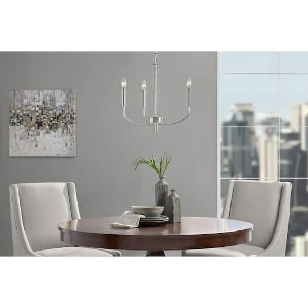 3-Light Modern Brushed Nickel Finish Chandelier