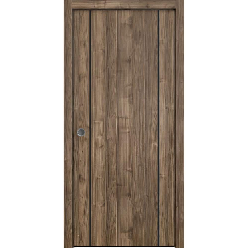 Assemble Required 42 in. x 80 in. 1-Panel Walnut Finished Solid Wood with Honeycomb Sliding Door with Hardware price history on PriceWatchPro