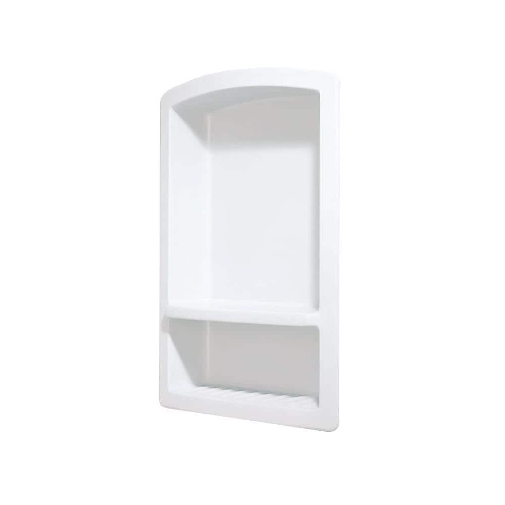 White Solid Surface Recessed Shower Shelf with Soap Dish
