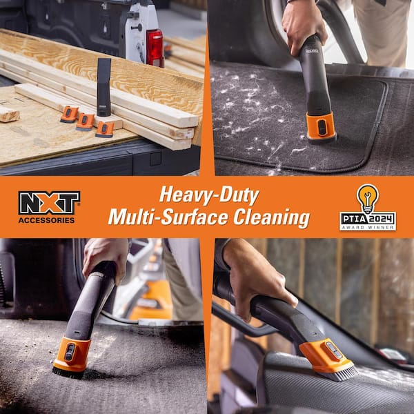 RIDGID - 2-1/2 in. NXT Max Car Nozzle Shoe Kit Attachments with Hard, Soft and Rubber Bristles for RIDGID NXT Wet Dry Vacs