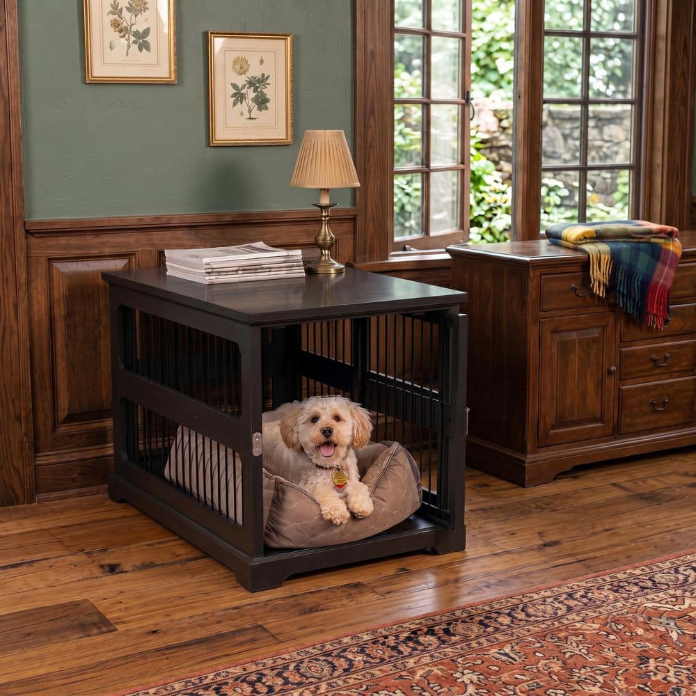 zoovilla Dog Crate in Black with Slide Aside Door - Medium