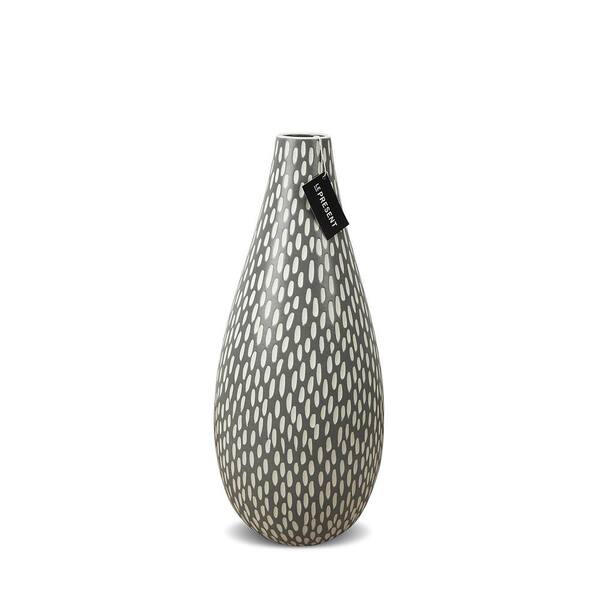 Unbranded Drop Slim Short Ceramic Vase In Dash Gray Matte 15.7 in. Height