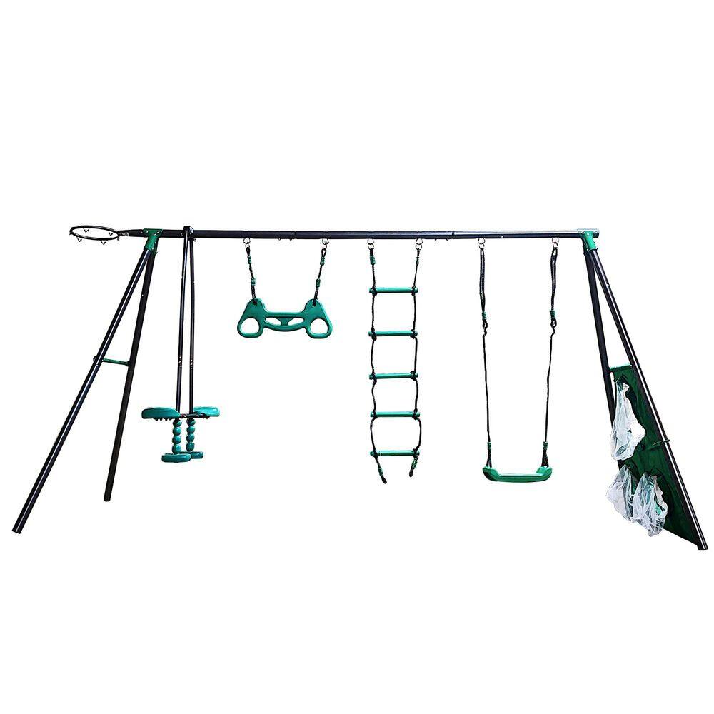 Blackish Green Outdoor Interesting 4 Function Swing Set for Outdoor Playground price history on PriceWatchPro