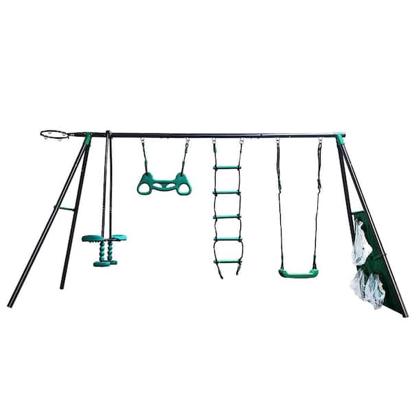 Blackish Green Outdoor Interesting 4 Function Swing Set for Outdoor Playground