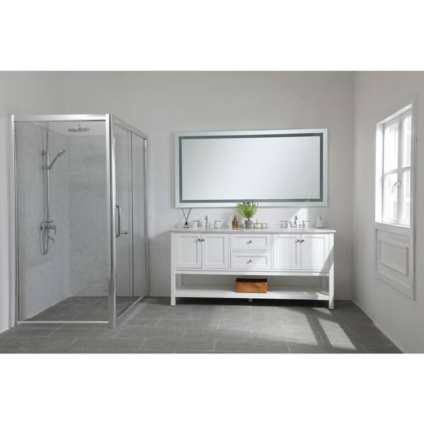 Unbranded 72in H x 32in W Rectangle Silver LED Mirror