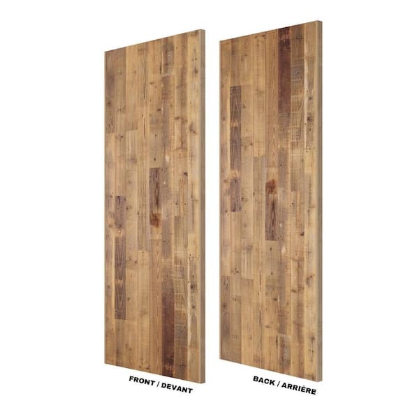 Urban Woodcraft 30 in. x 80 in. Vertical Reclaimed Wood Double Sided Barn Door Slab