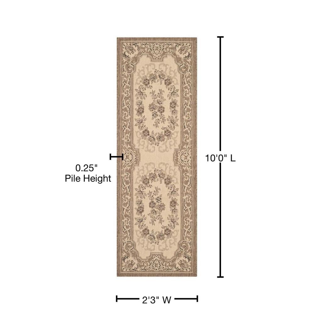 Off-White and Brown Synthetic Easy-Care Rectangular Runner Rug