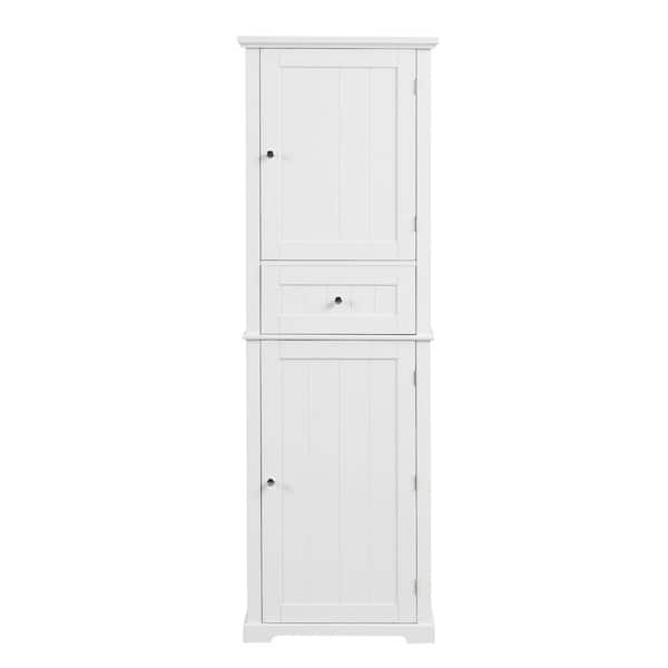 Miscool Anky 22 in. W x 11 in. D x 67.3 in. H White MDF Freestanding Bathroom Storage Linen Cabinet