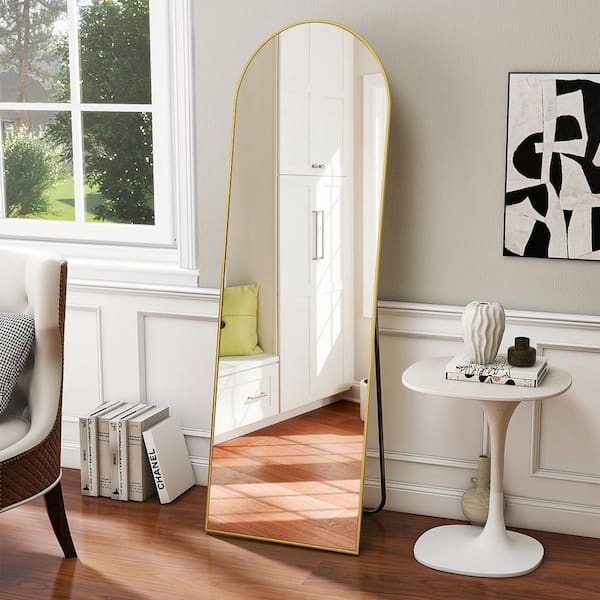 Gold 21 in. W x 56 in. H Arched Modern Aluminum Alloy Framed Full Length Mirror Floor Mirror