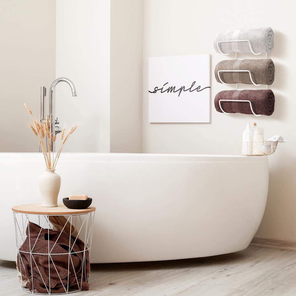 Matte White Wall Mounted Iron Towel Rack Set of 2