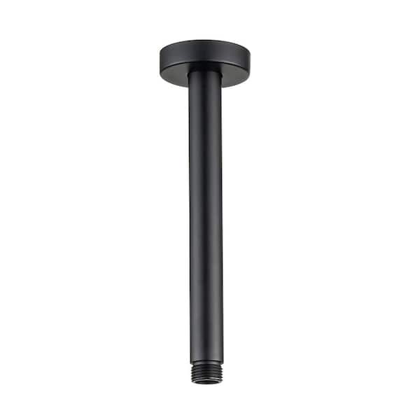 RAINLEX 8 in. 200 mm Round Ceiling Mount Shower Arm and Flange in Matte Black