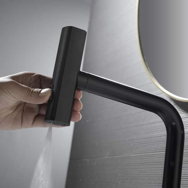 Single Hole Single Handle 14 in. Pull Down Sprayer 1.69 GPM Kitchen Faucets with 180° Swivel Spout in Matte Black