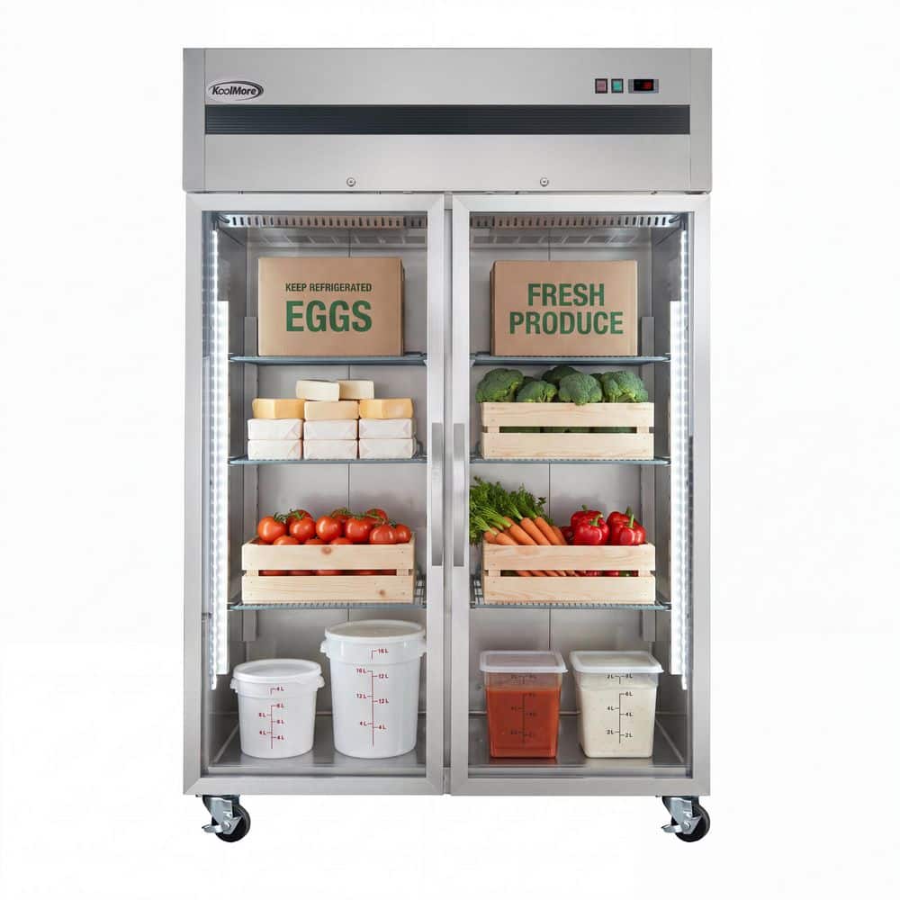 54 in. 47 cu ft. Stainless Steel Top Mount Reach-In Refrigerator, Glass Self Closing Swing Door price history on PriceWatchPro